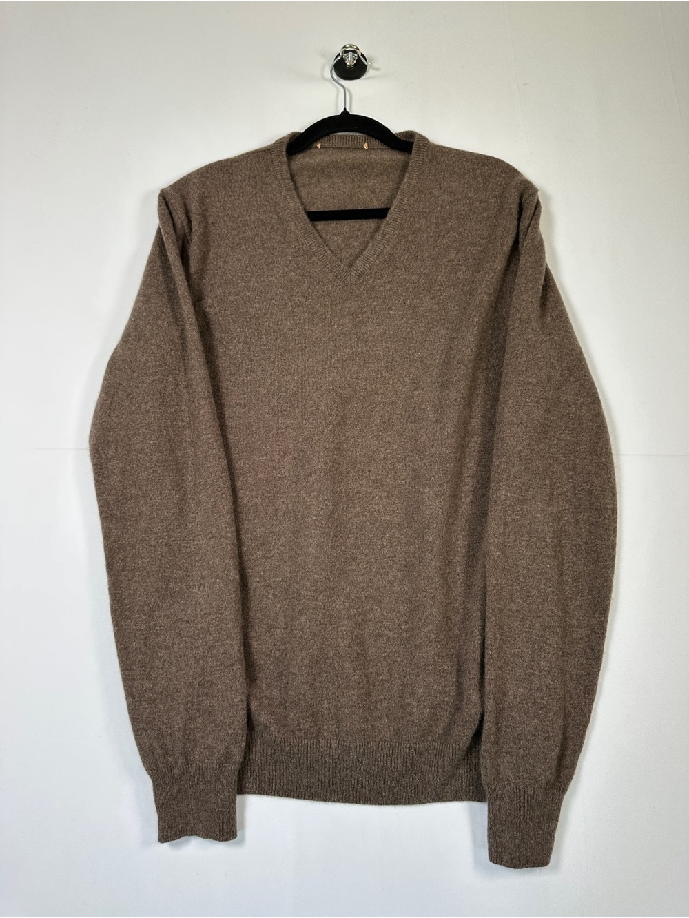 Italian 100% Cashmere V Neck Sweater Brown Made in Italy Unisex Size M